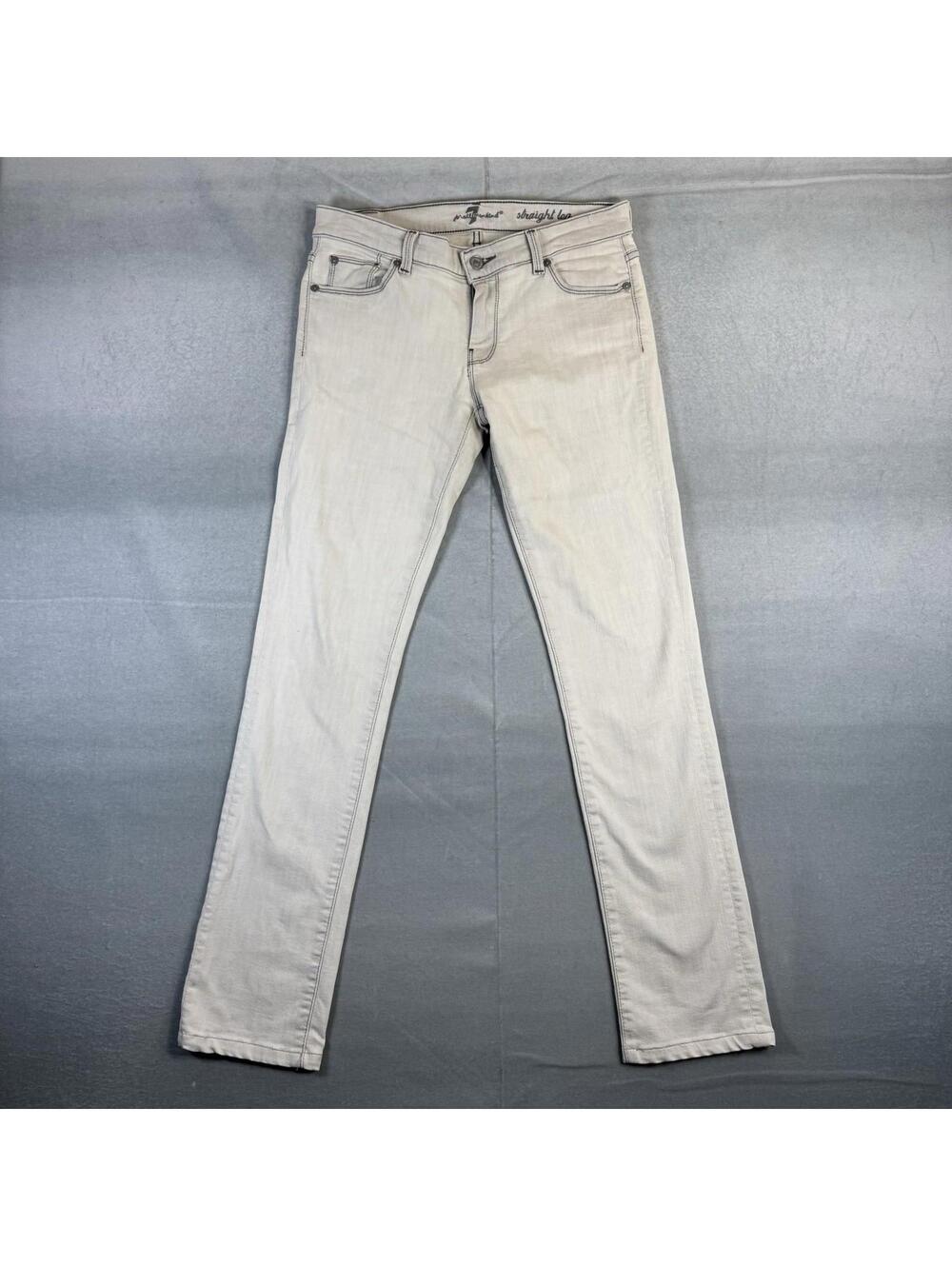 7 For All Mankind Straight Leg Jeans Womens 28  White Gray Light Wash Denim